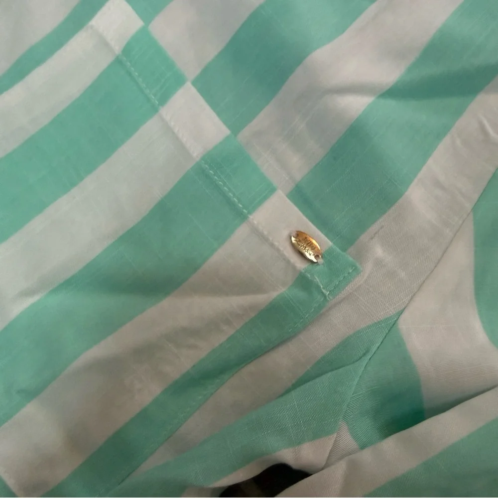 Betsey Johnson Striped Beach Cover-Up Shirt, Seafoam
